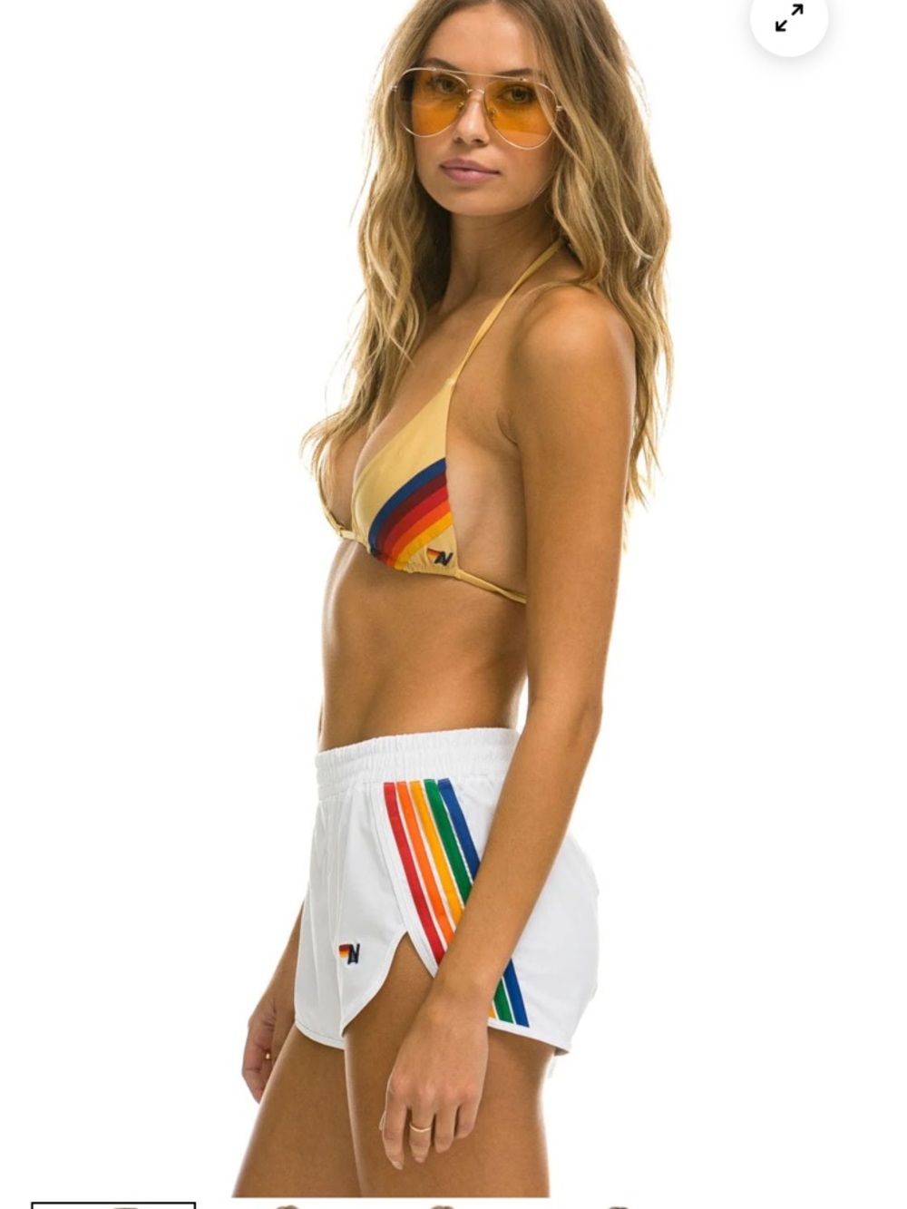 Aviator Nation, 5 STRIPE FLEX BOARD SHORTS, WHITE-RAINBOW, XS
